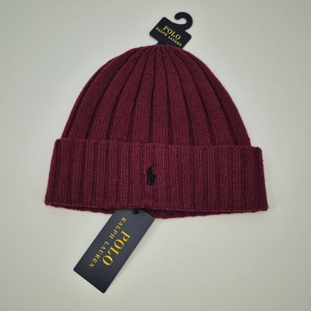 Polo Ralph Lauren Men's Wool Blend Ribbed Cuff Knit Beanie Hat NWT